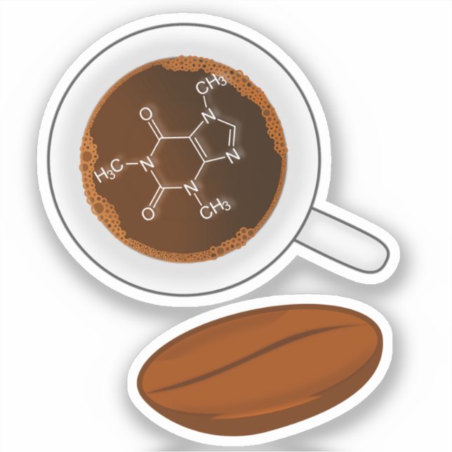 Sticker Structure moléculaire du grain de café - Formule d (Recto)