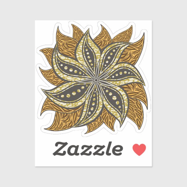 Sticker Style Batik Floral Abstrait africain (Feuille)