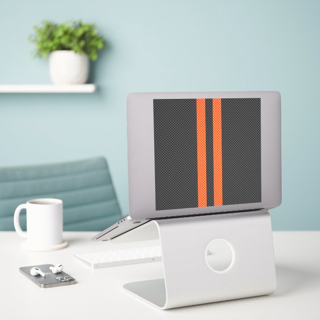 Sticker Style Carbone d'impression d'accents orange sporti (Ordinateur portable sur le bureau)