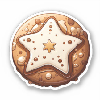 Sticker Style Cartographique Cookie De Noël Rond Avec Une