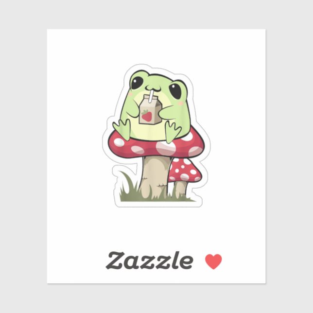 Sticker Style Créatif Mycologie Grenouille Goblincore (Feuille)