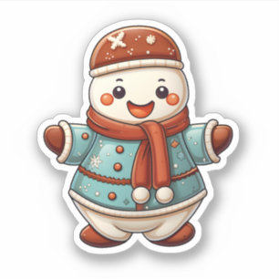 Sticker Style de dessin adorable Noël Cookie mignon neige
