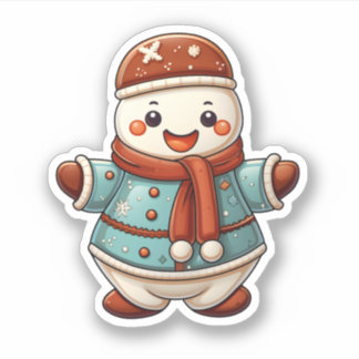 Sticker Style de dessin adorable Noël Cookie mignon neige