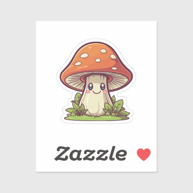 Sticker Style kawaii mignon, Cueillette de champignons (Feuille)