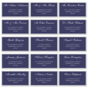 Sticker Style Navy Blue Mariage Adresse individuelle de l'