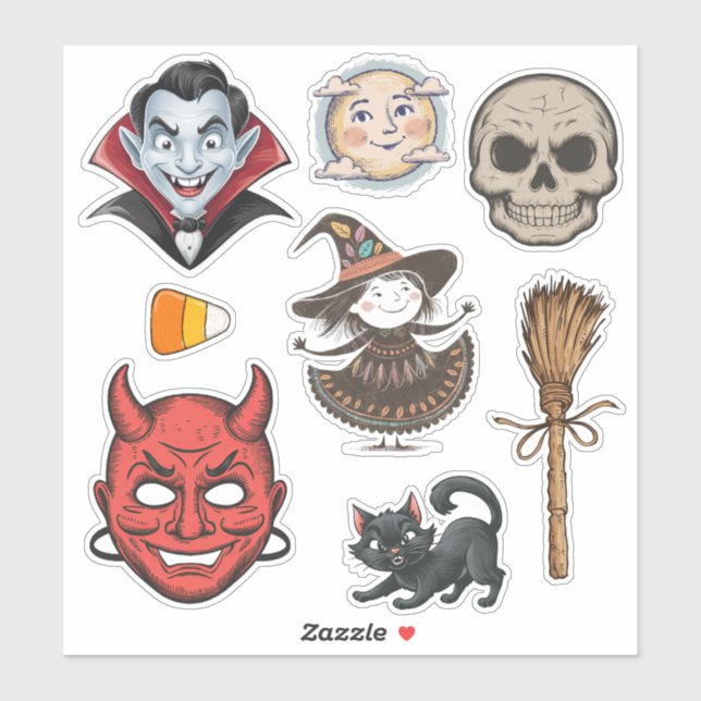 Sticker Style vintage Halloween (Feuille)