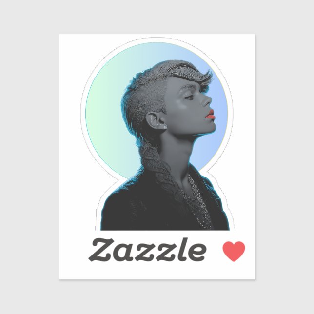 Sticker Stylish Woman in Monochromatic Portrait (Feuille)