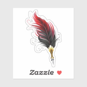 Sticker Stylo rouge en plumes avec nib or