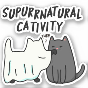 Sticker Su-purr-naturelle Cativité Funny Cat Pun