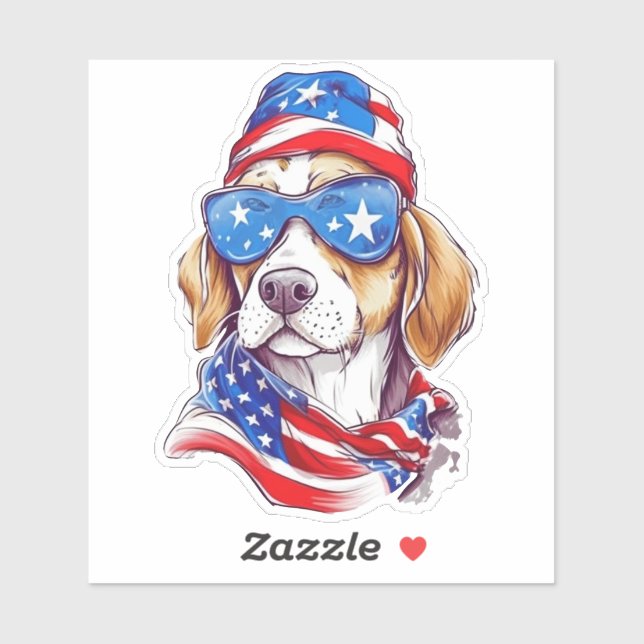 Sticker Sublimation de chien du 4 juillet-66361 (Feuille)