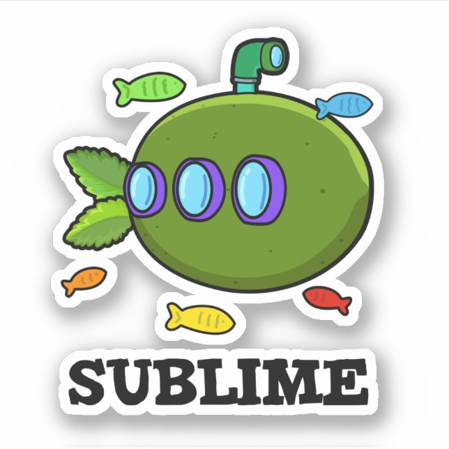 Sticker Sublime Funny Sous-marin Fruit Lime Pun (Devant)