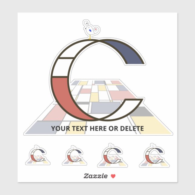 Sticker Sublime néoplasticisme Art Monogramme. Lettre C (Feuille)