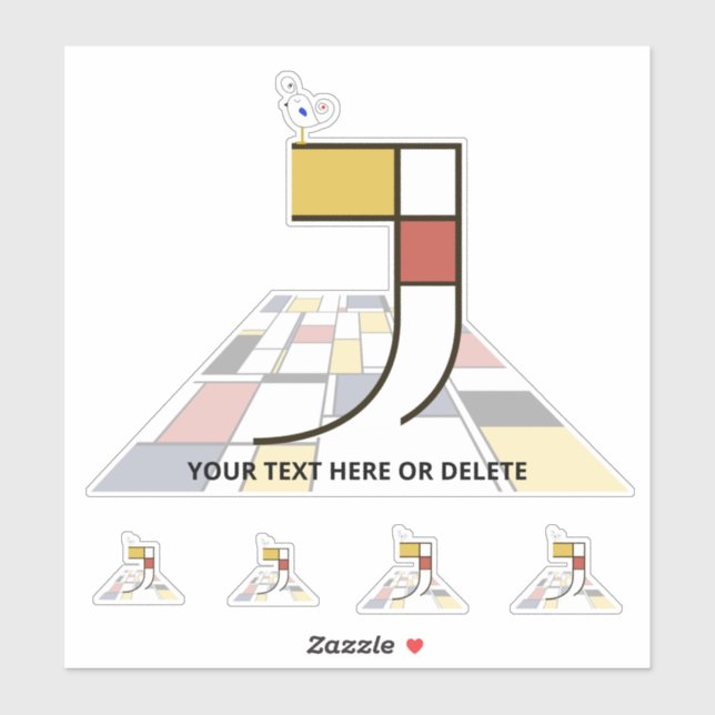 Sticker Sublime néoplasticisme Art Monogramme. Lettre J (Feuille)