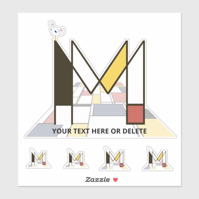Sticker Sublime néoplasticisme Art Monogramme. Lettre M (Feuille)