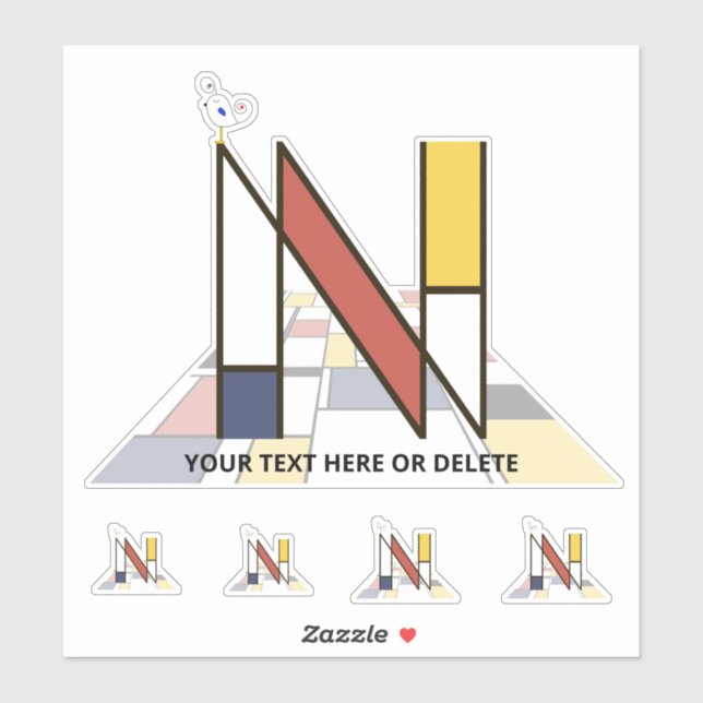 Sticker Sublime néoplasticisme Art Monogramme. Lettre N (Feuille)