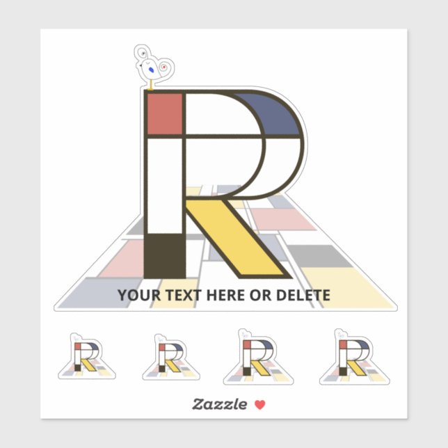 Sticker Sublime néoplasticisme Art Monogramme. Lettre R (Feuille)
