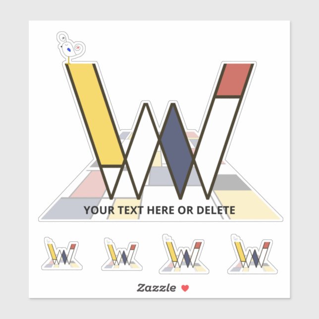 Sticker Sublime néoplasticisme Art Monogramme. Lettre W (Feuille)
