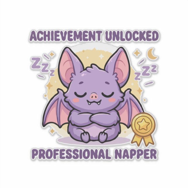 Sticker Succès Débloqué Chauve-Souris Dormeuse Professionn (Devant)