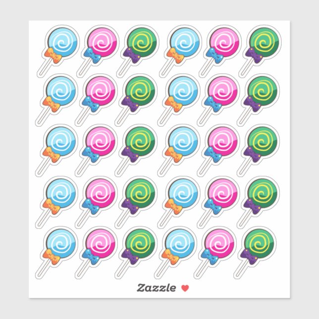 Sticker Sucette Colorée Mignonne (Feuille)