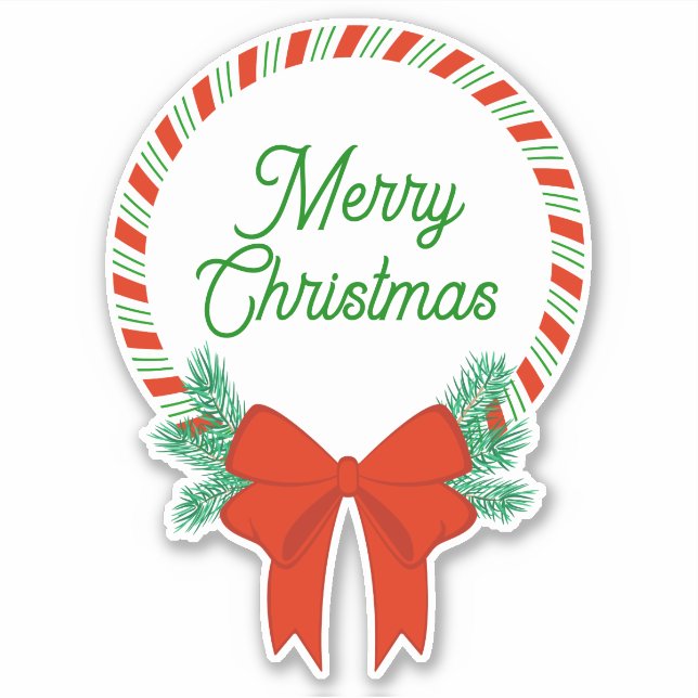 Sticker Sucre de canne Noël couronne personnalisée (Devant)