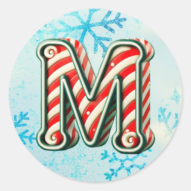 Sticker sucre de canne Noël "M", Festive Stripes (Devant)