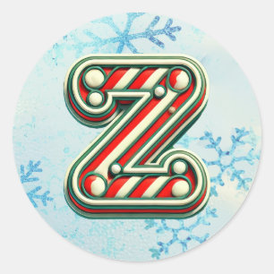 Sticker sucre de canne Noël "Z", Stripes Festives
