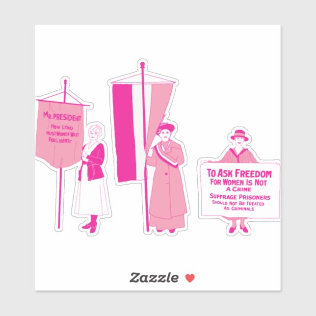 Sticker Suffragettes roses chaudes (Feuille)