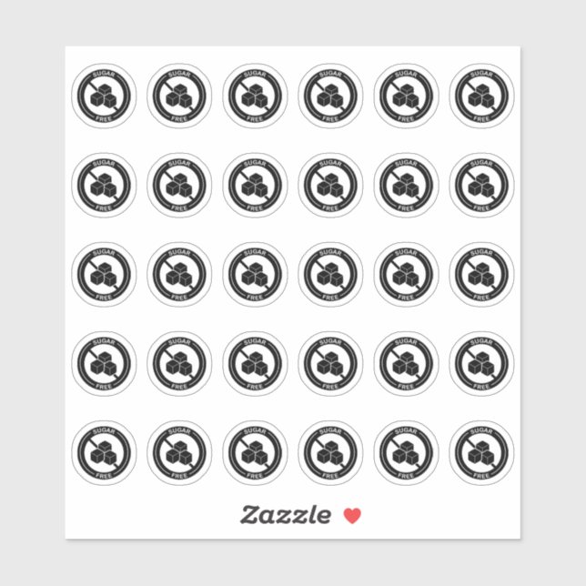 Sticker Sugar Free Wedding Place Card Mini Food Allergy  (Feuille)