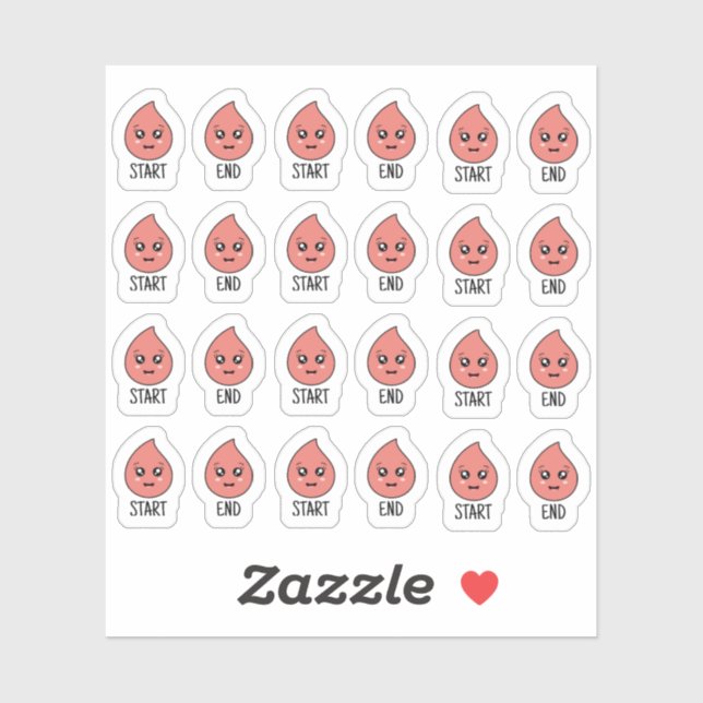 Sticker Suivi de cycle menstruel mignon Kawaii Planificate (Feuille)
