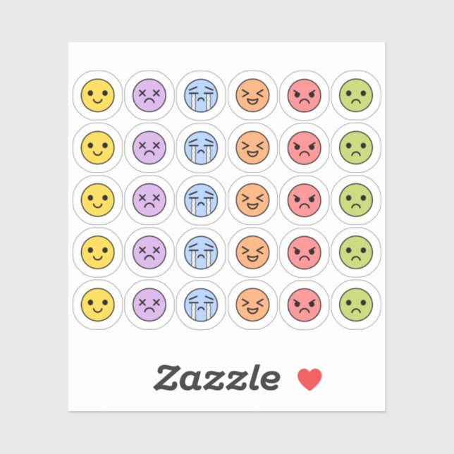 Sticker Suivi d'humeur Émotions Mignonnes Emoji Tête Plani (Feuille)