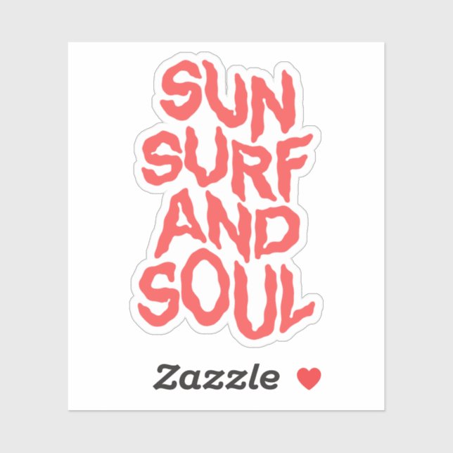 Sticker Sun, surf, and soul. (Feuille)