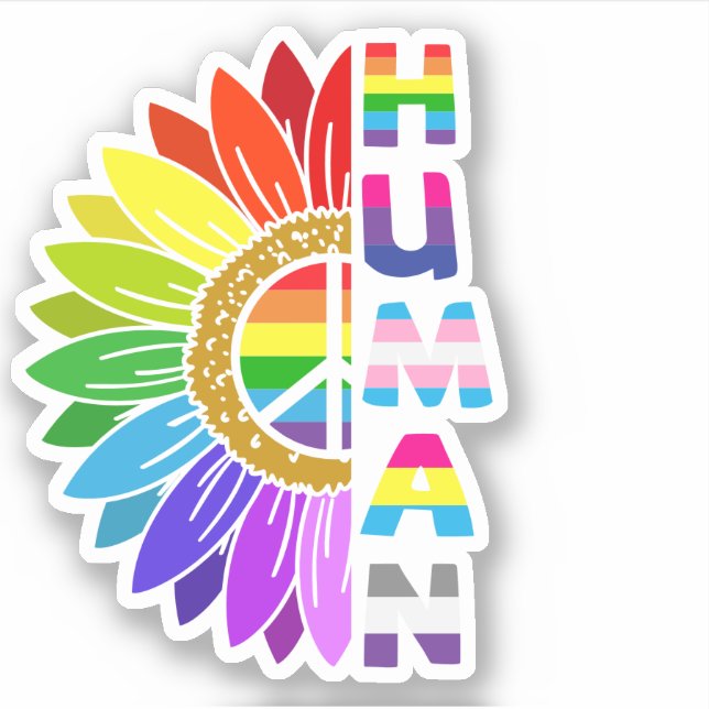 Sticker Sunflower Human en couleur arc-en-ciel | LGBTQ | F (Devant)