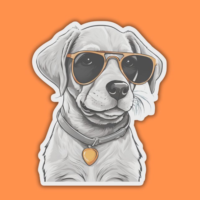Sticker Sunglass Portant un chien imperméable (Créateur téléchargé)