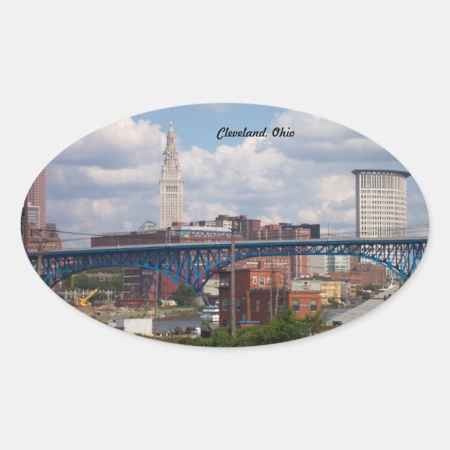 Sticker Sunny Cleveland Ohio Oval (Devant)