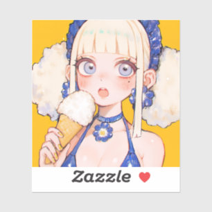 Sticker Sunny Scoop Anime Girl avec Vanilla Cone