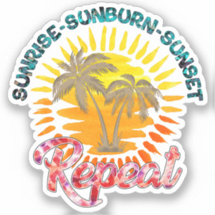 Sticker Sunrise-Sunburn-Sunset-Repeat   Palmiers d'or