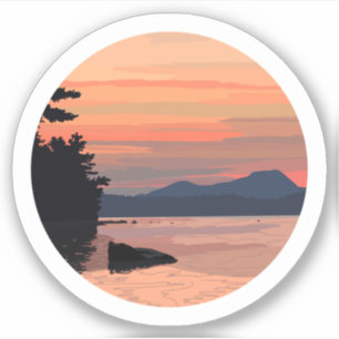 Sticker Sunset Mountain Surplombant le lac