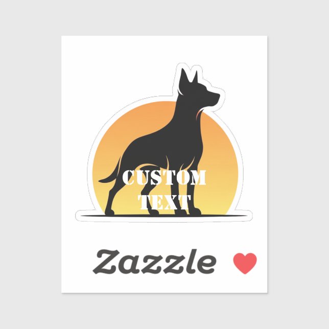 Sticker Sunset Watchdog : Silhouette de chien personnalisé (Feuille)