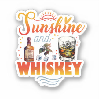 Sticker Sunshine And Whiskey Funny Beach Vacances Été