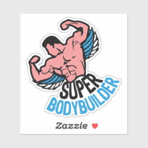 Sticker super bodybuilder musculation aile corps 1