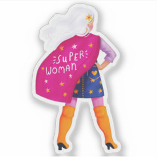Sticker Super Femme Maman Mère Fille Boss Hero