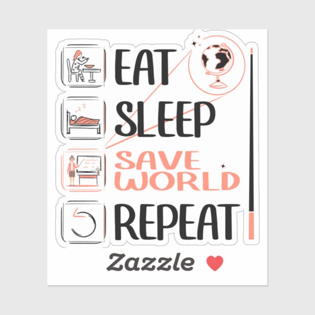 Sticker Super Géographie Enseignant économise un cadeau de (Feuille)