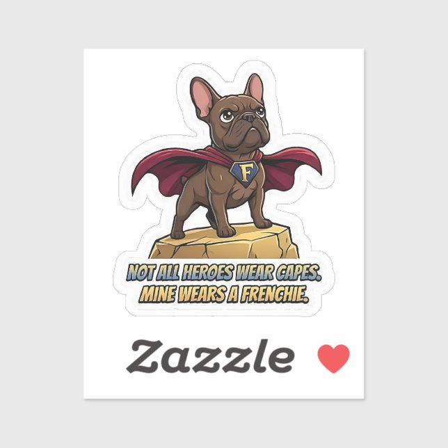 Sticker Super-héros Bouledogue Français Mignon Design de H (Feuille)