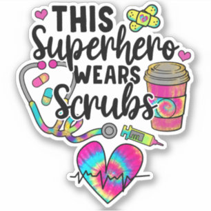 Sticker Super-héros infirmier en blouse de pluie arc-en-ci
