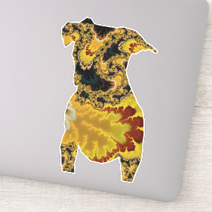 Sticker Super Jaune et Rouge Fractée Chien Silhouette