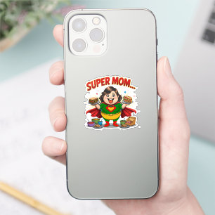 Sticker Super Maman Foodie Funny Cartoon 