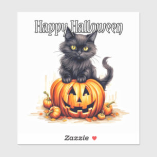 Sticker Super Mignon Chat Noir Kitty Joyeux Halloween
