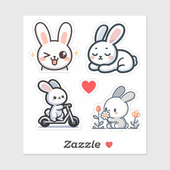 Sticker Super mignon lapin (Feuille)