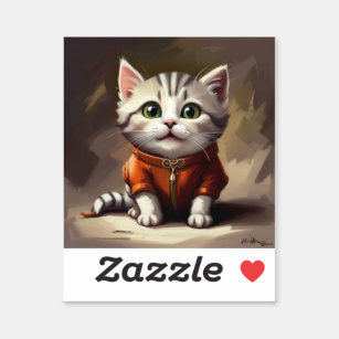Sticker super mignon souriant kitty chat rouge veste autoc
