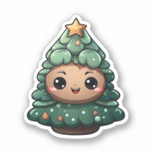 Sticker Super mignon Sourire vert bébé arbre de Noël